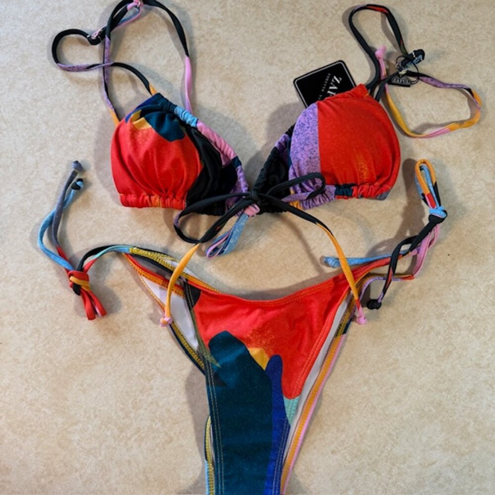NWT ZAFUL 2 pc High Cut Bikini Swimsuit sz L